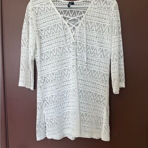 Swim Cover-Up Tunic Crocheted Style Womens Medium